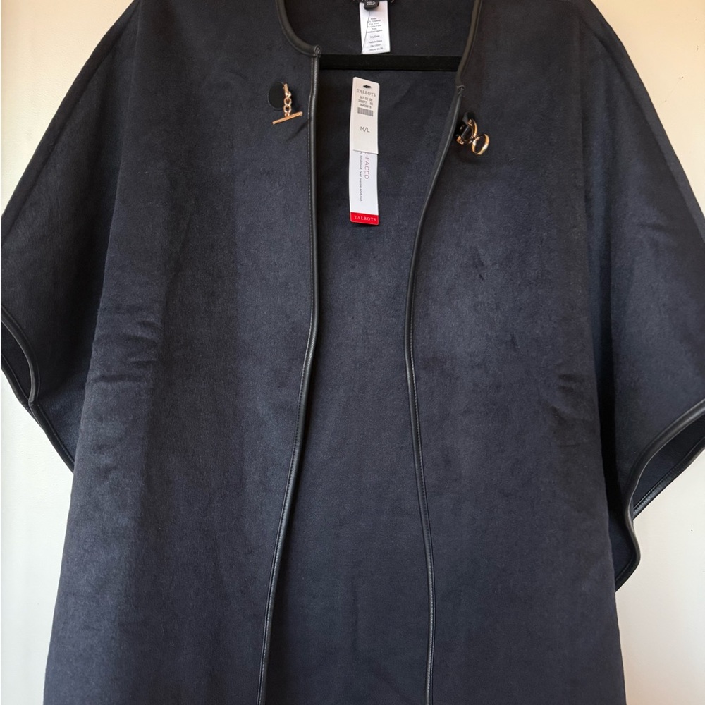 NAVY faux suede cape - Picture 3 of 5